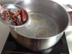 Put the materials after boiled