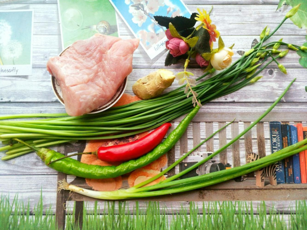 Fried Shredded Pork With Chives - Side dishes 3 Fried Shredded Pork With Chives - Side dishes